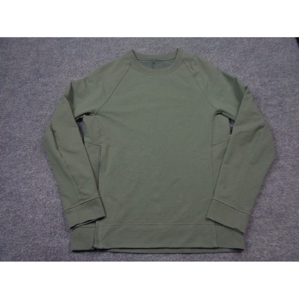 Lululemon City Sweat Crew Sweatshirt Mens XS Green Side Zip Stretch